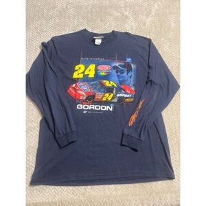 Winners Circle Jeff Gordon 24 NASCAR Long Sleeve Shirt Navy Blue Large